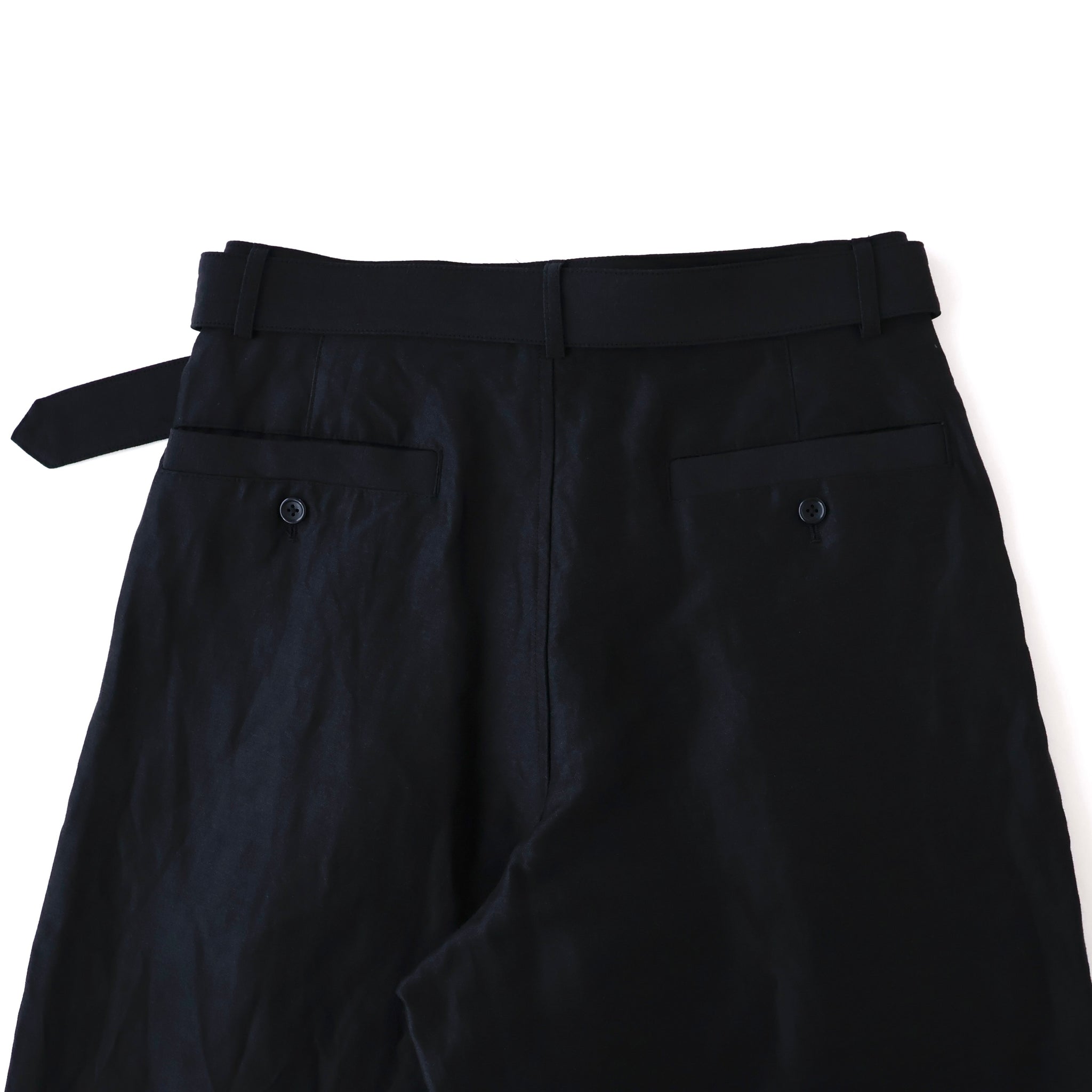 Linen Cupro Back Satin Belted Pants