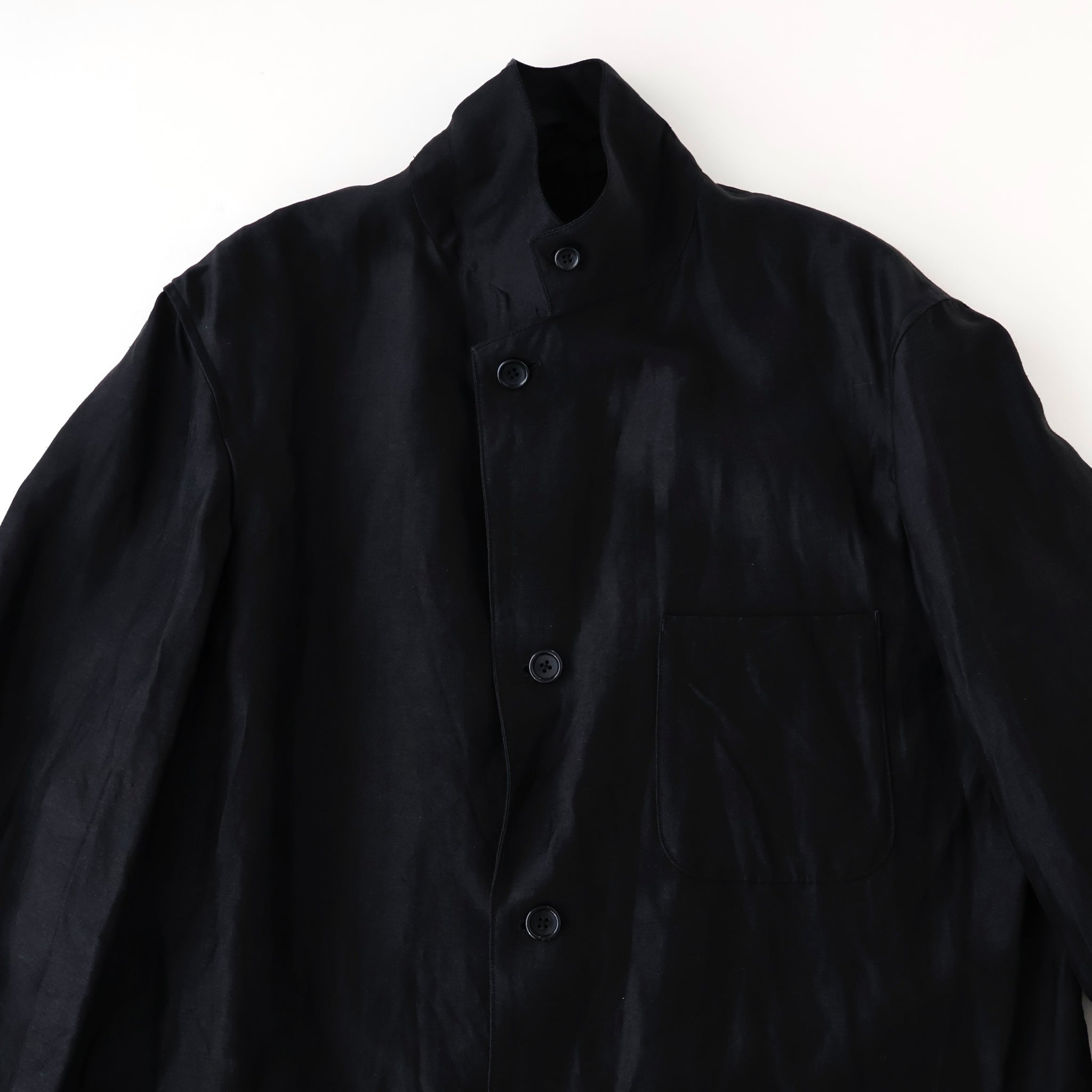 Linen Cupro Back Satin Work Jacket