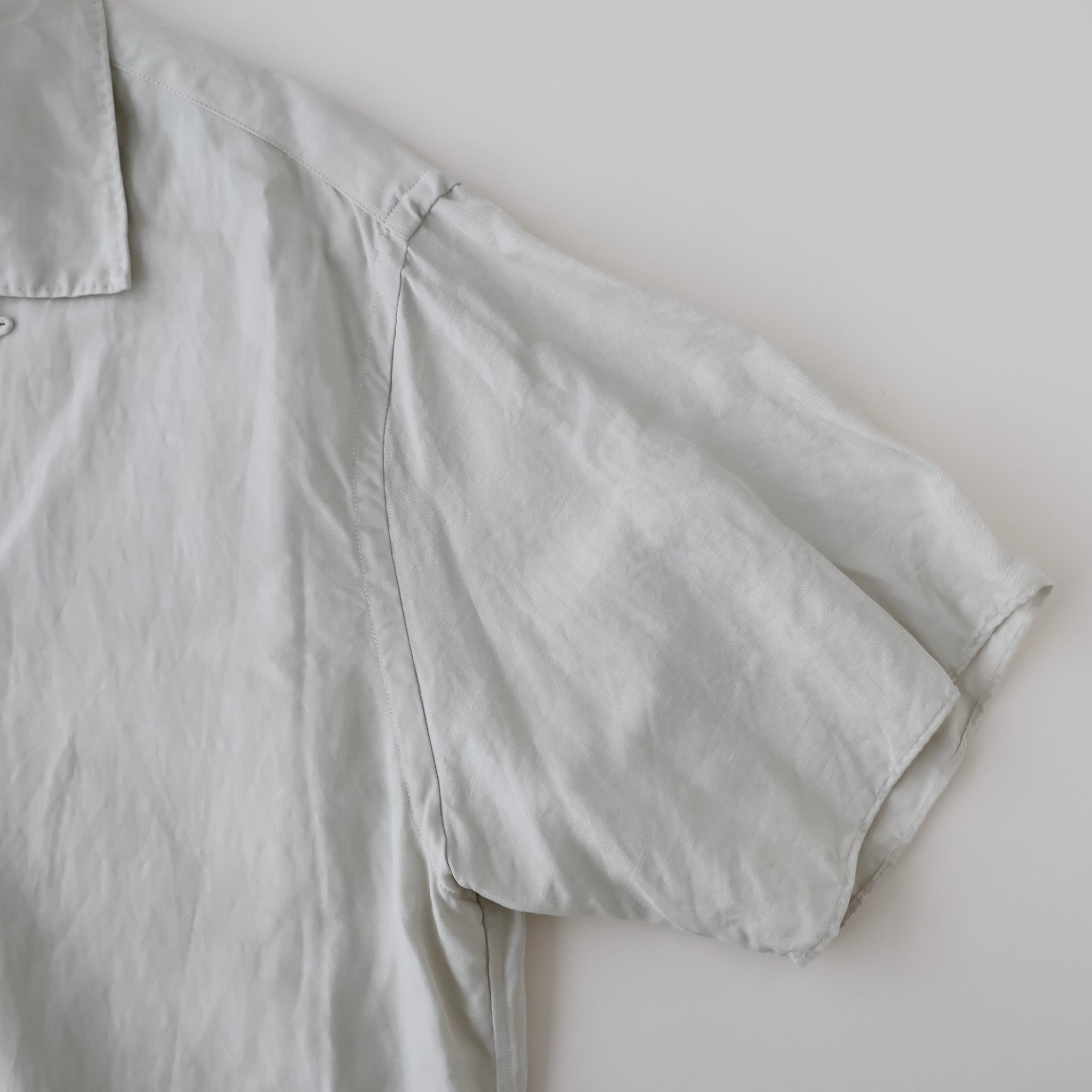 Vintage Silk Linen S/S Open Collar Shirt