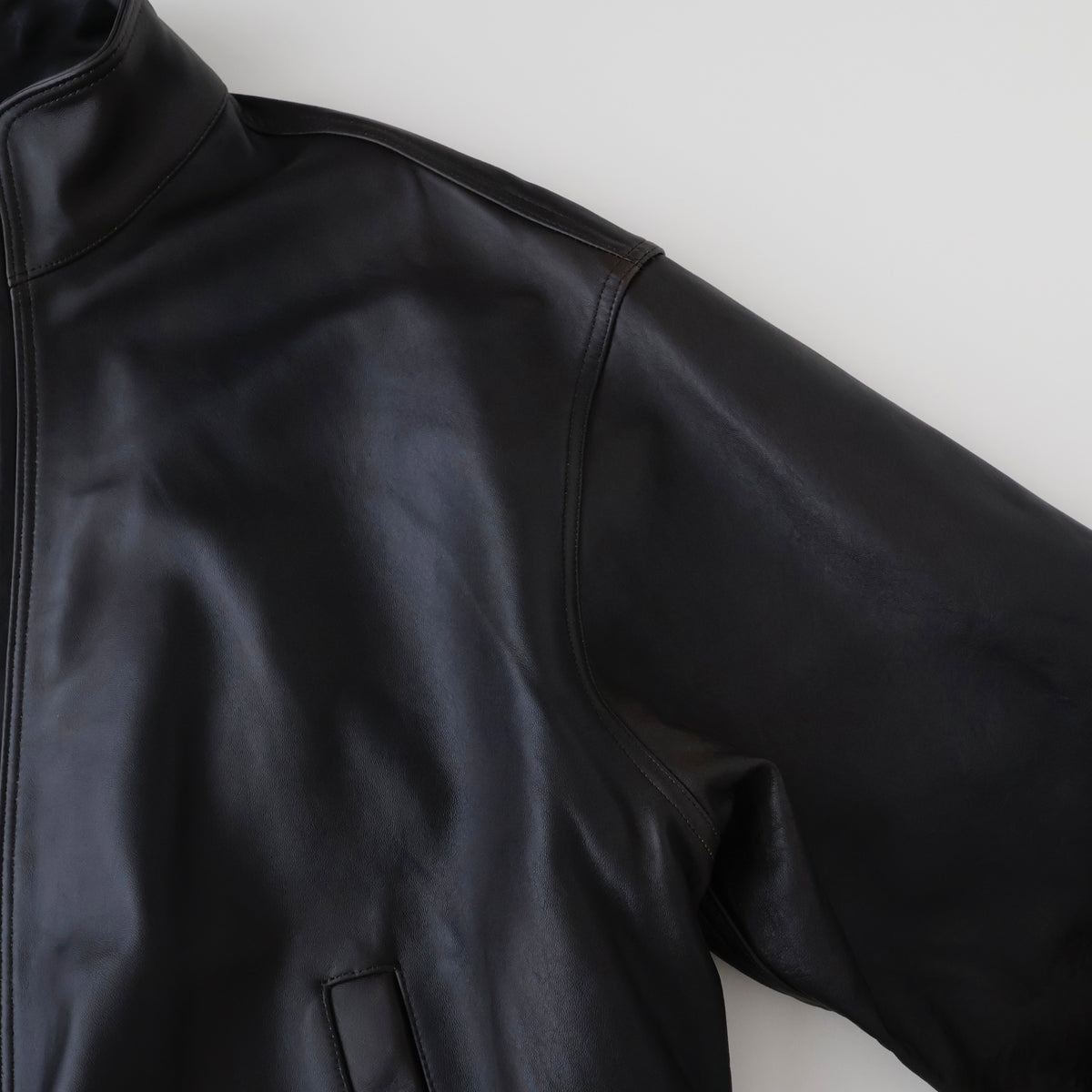 SHEEP LEATHER STAND COLLAR JACKET