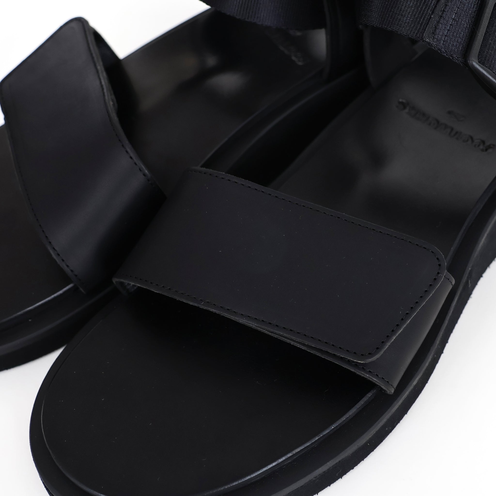 Sandals with Velcro Straps wide belt in smooth Leather