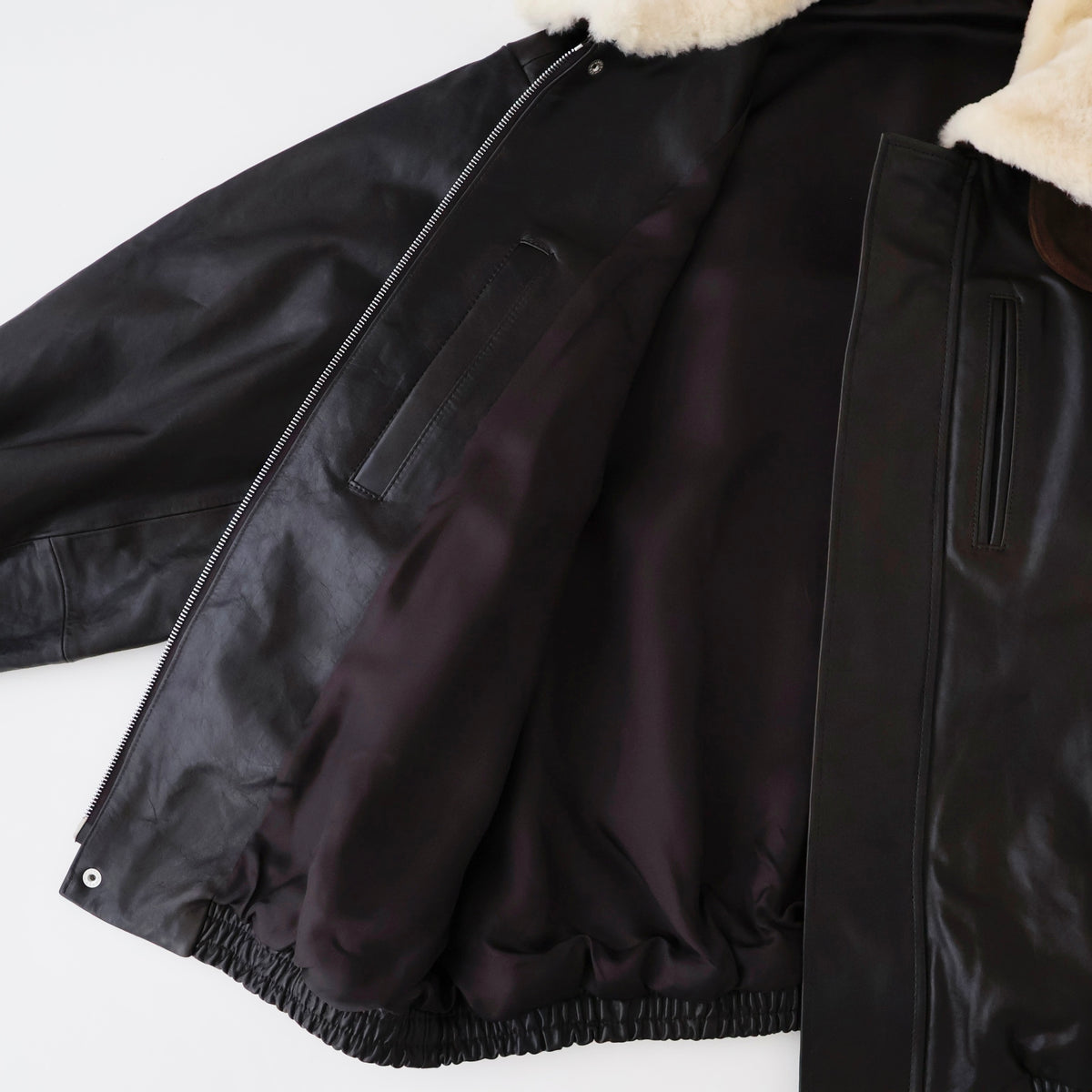 MOUTON COLLAR CALF ZIP JACKET
