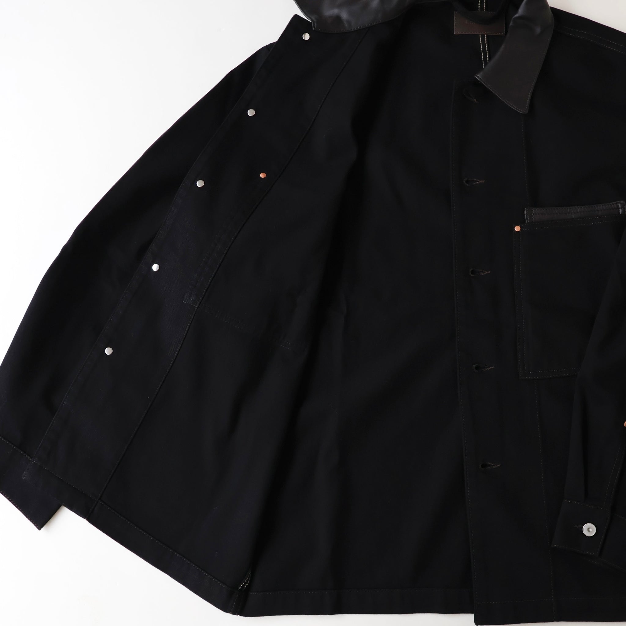 WORKWEAR OVERSHIRT WITH LEATHER COLLAR