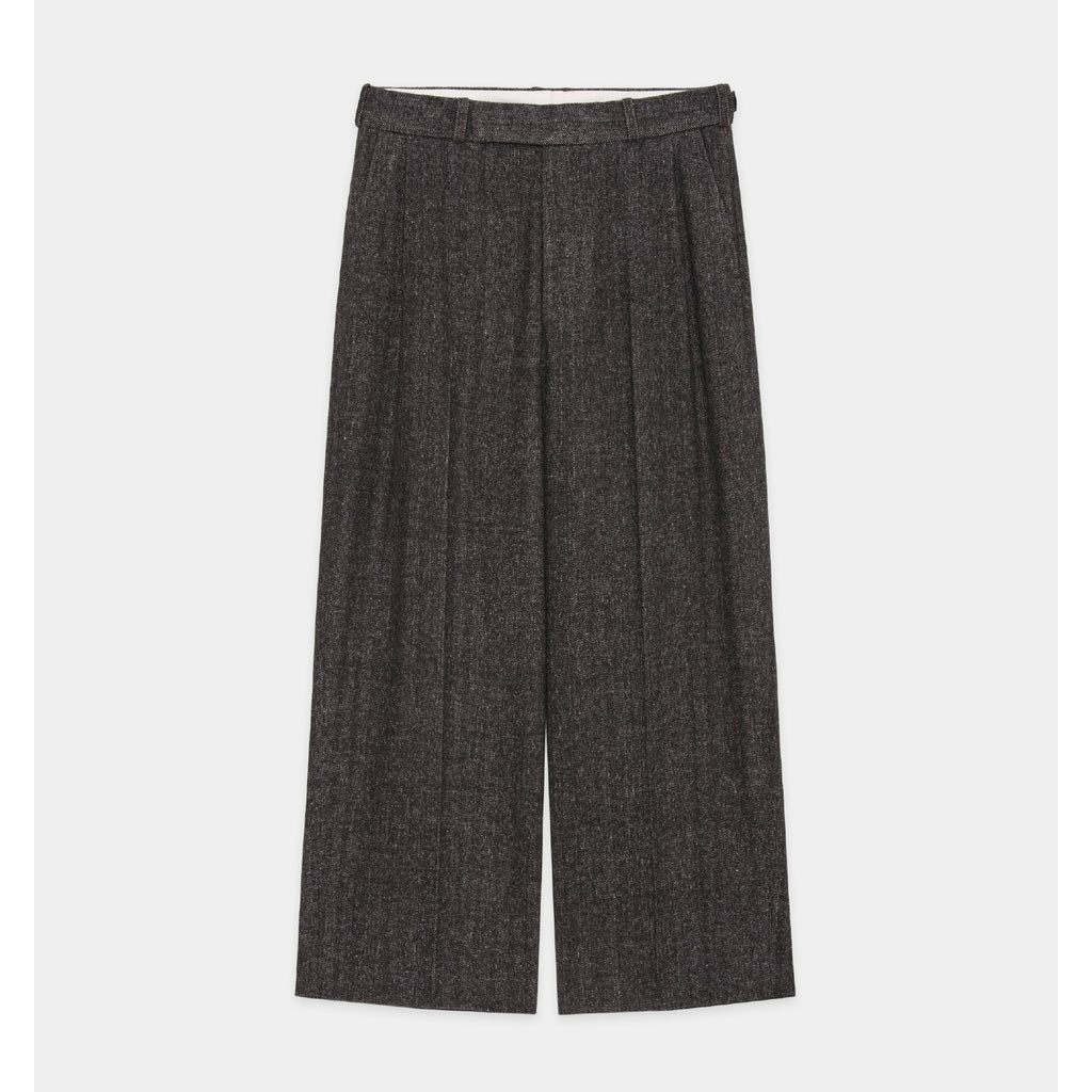 Heavy Silk Flannel / Single Pleat Wide Trousers