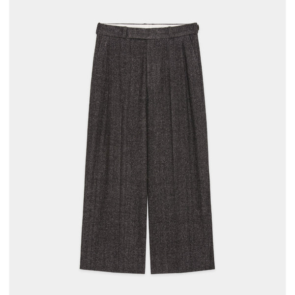 Heavy Silk Flannel / Single Pleat Wide Trousers