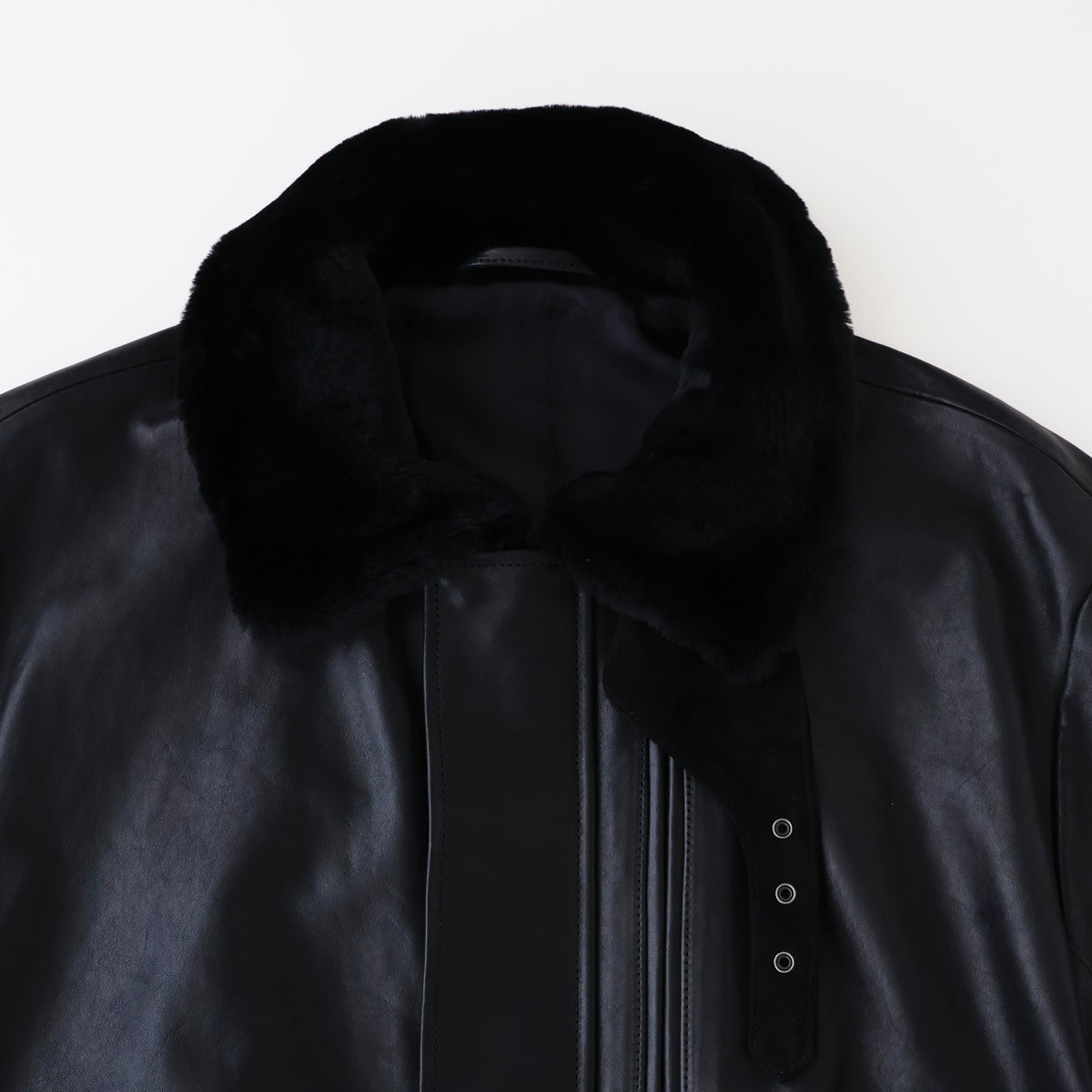 MOUTON COLLAR CALF ZIP JACKET