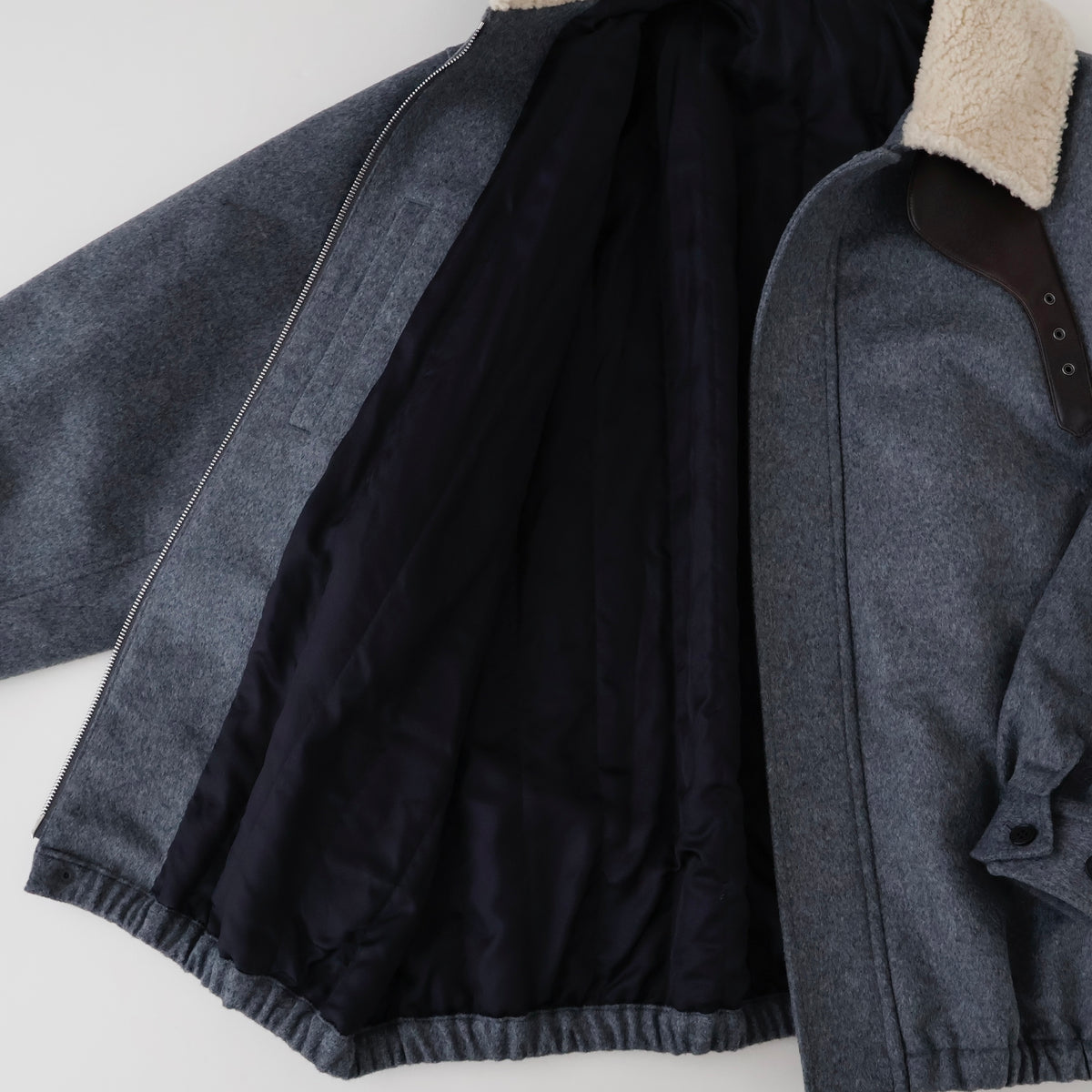 MOUTON COLLAR WOOL CASHMERE PADDED JACKET