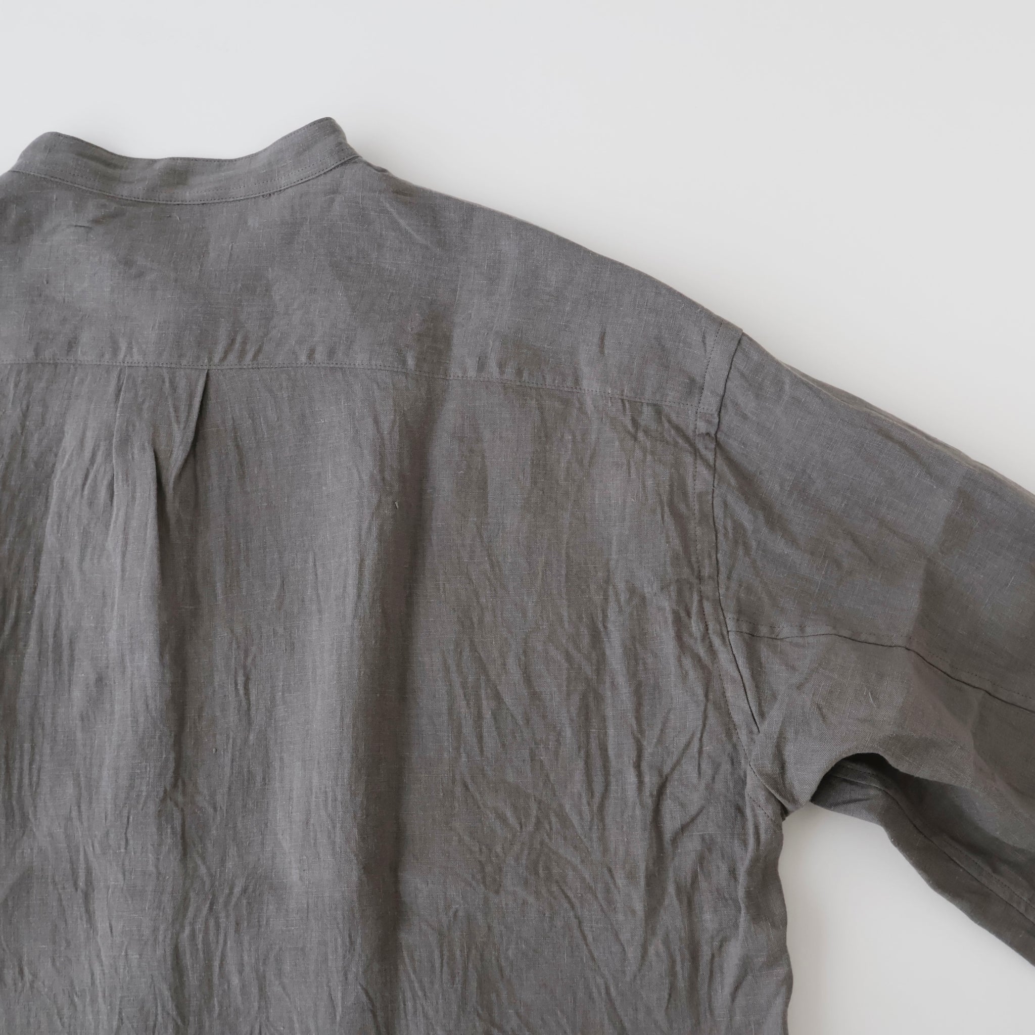 OFFICER STAND COLLAR L/S SHIRT LINEN CANVAS