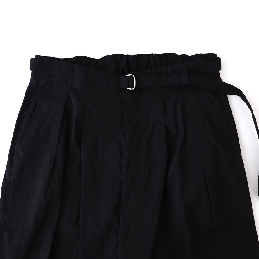 LINEN POPLIN BELT-LESS SLACKS