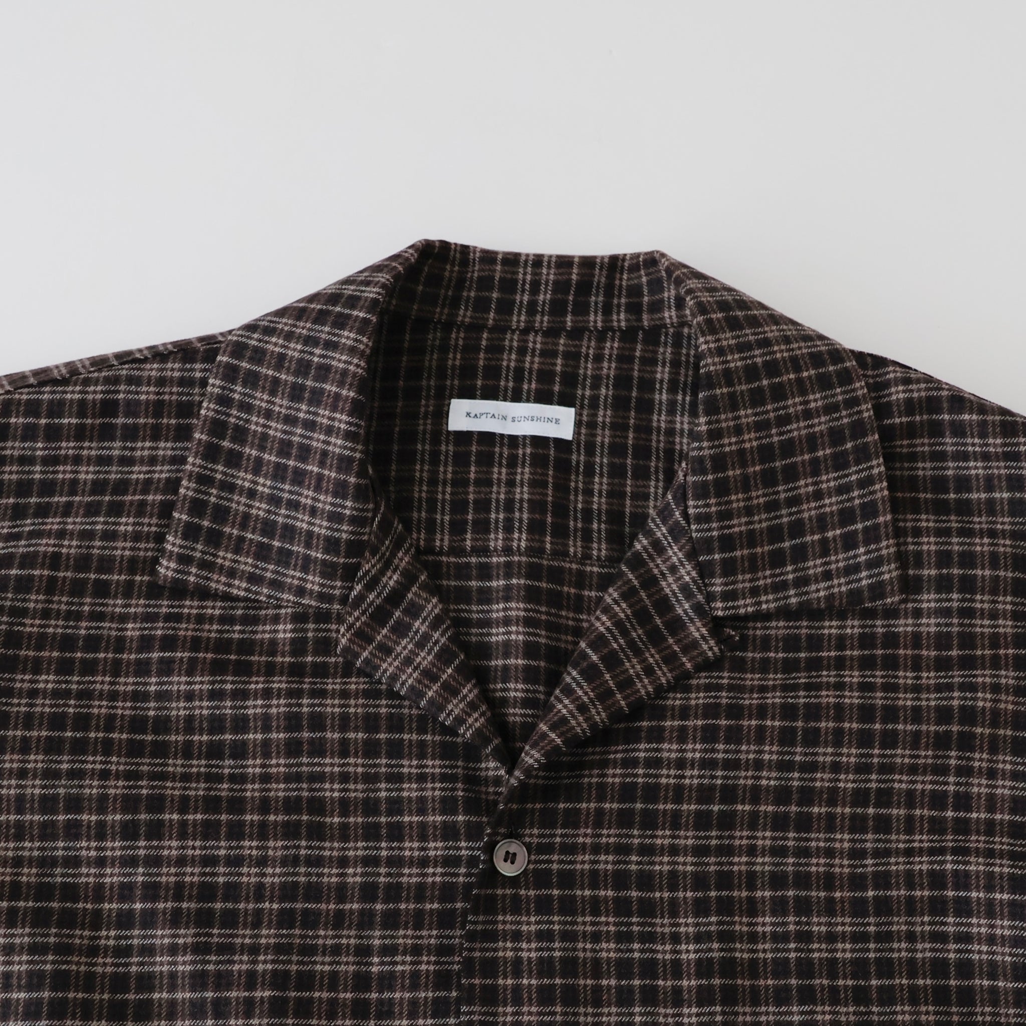 Wool Plaid Open Collar Shirt