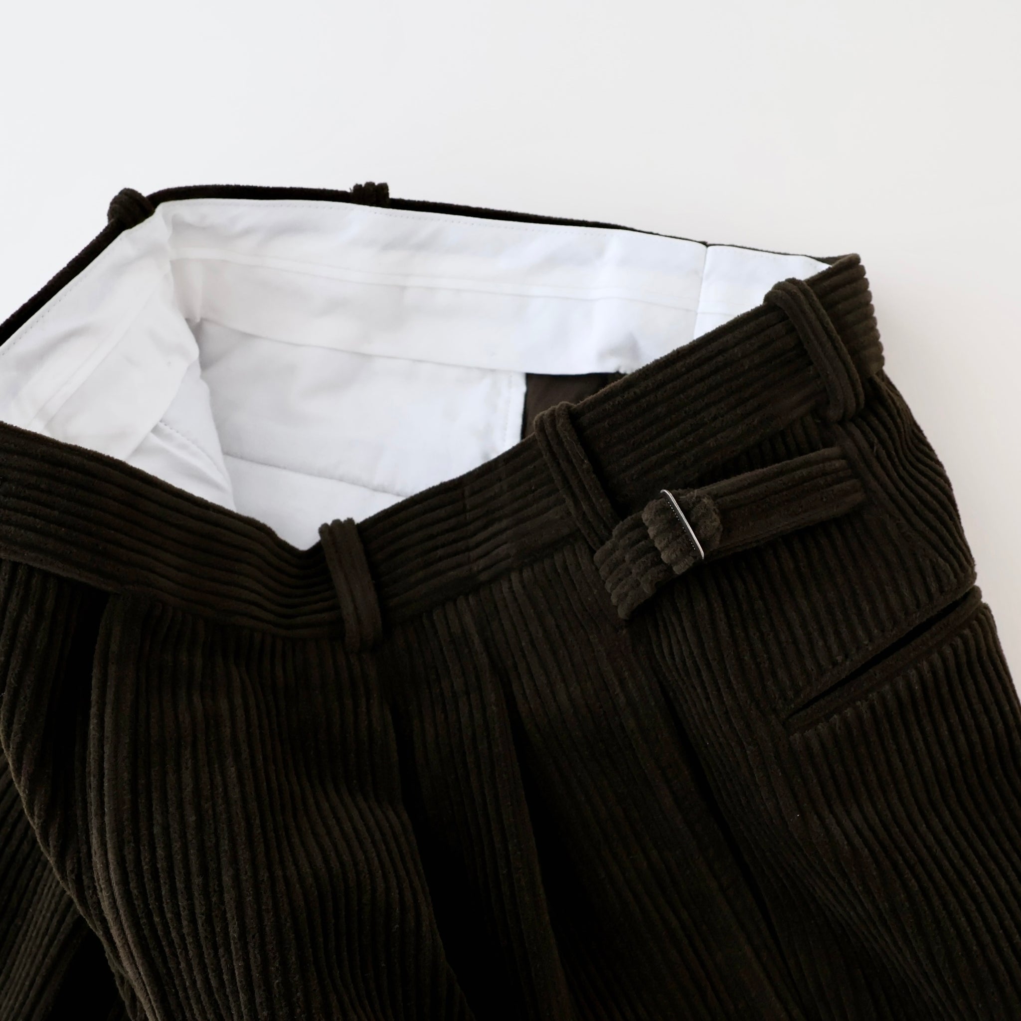 Wool Corduroy Wide Tapered Trousers