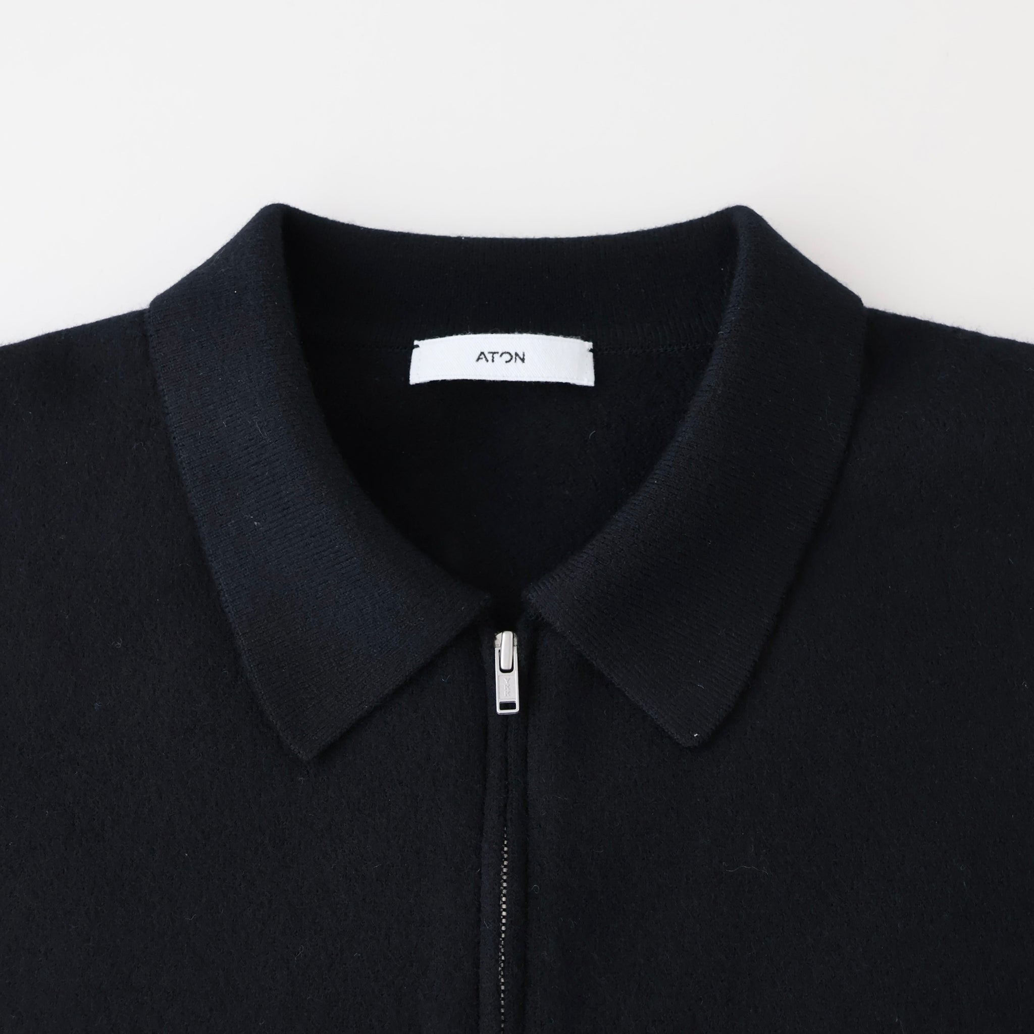 FINE WOOL MELTON_ZIP UP POLO SWEATER