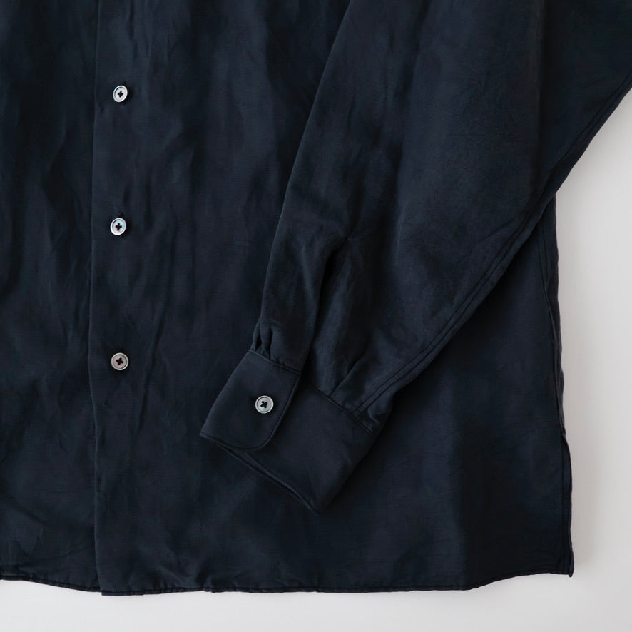 Vintage Silk Linen Open Collar Shirt