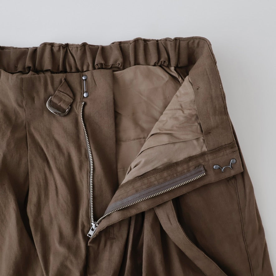 LINEN POPLIN BELT-LESS SLACKS