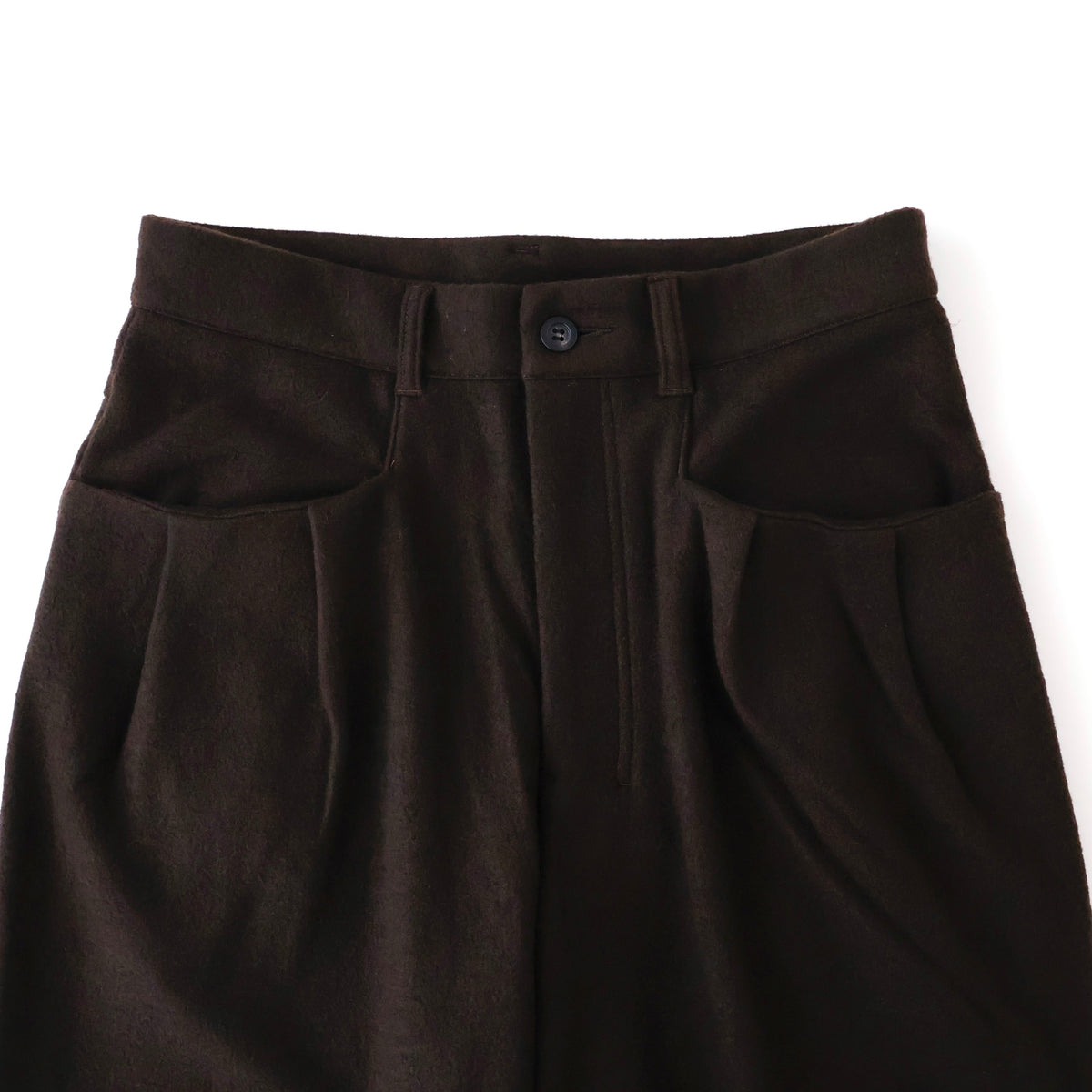 WOOL CUT WIDE TUCK SLACKS