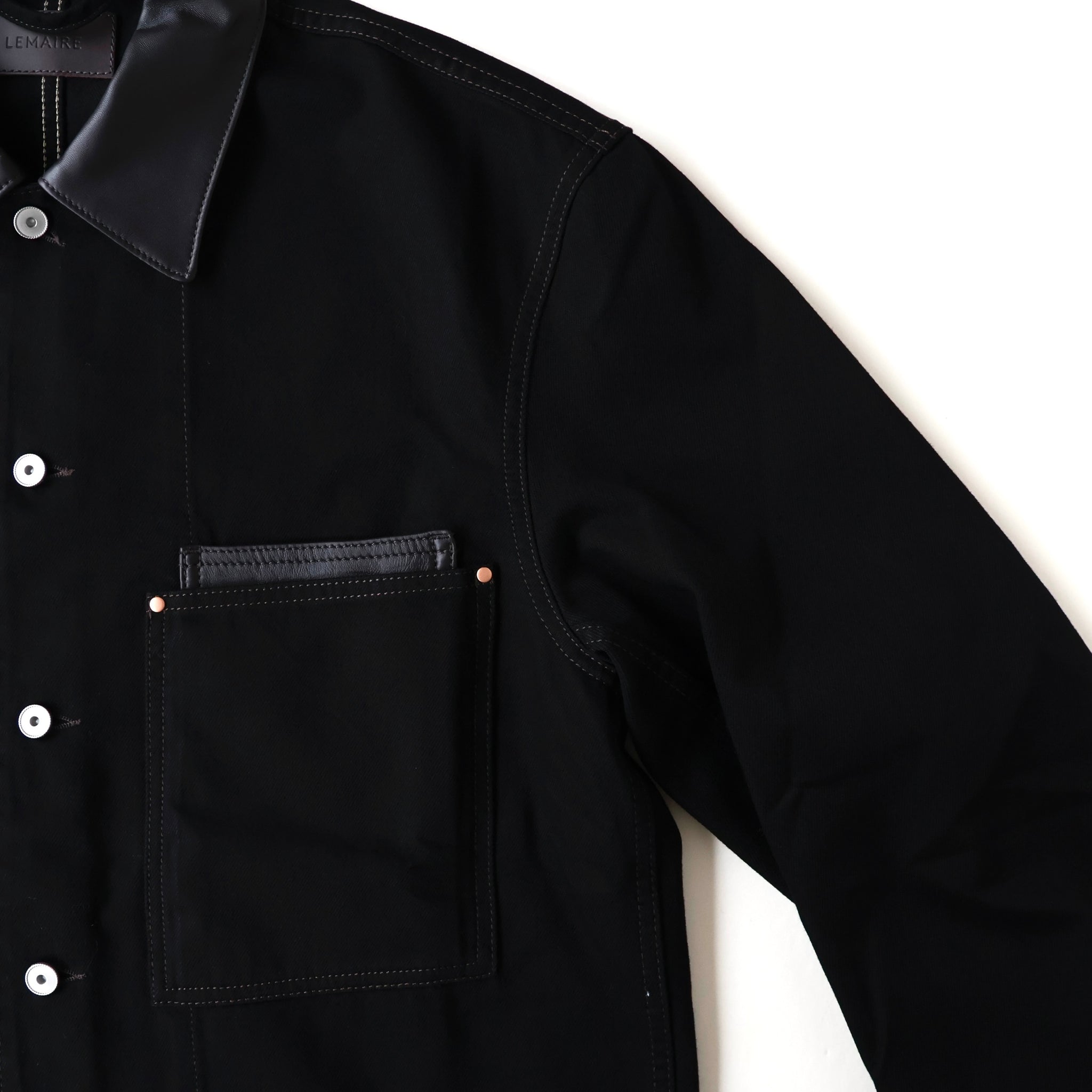 WORKWEAR OVERSHIRT WITH LEATHER COLLAR