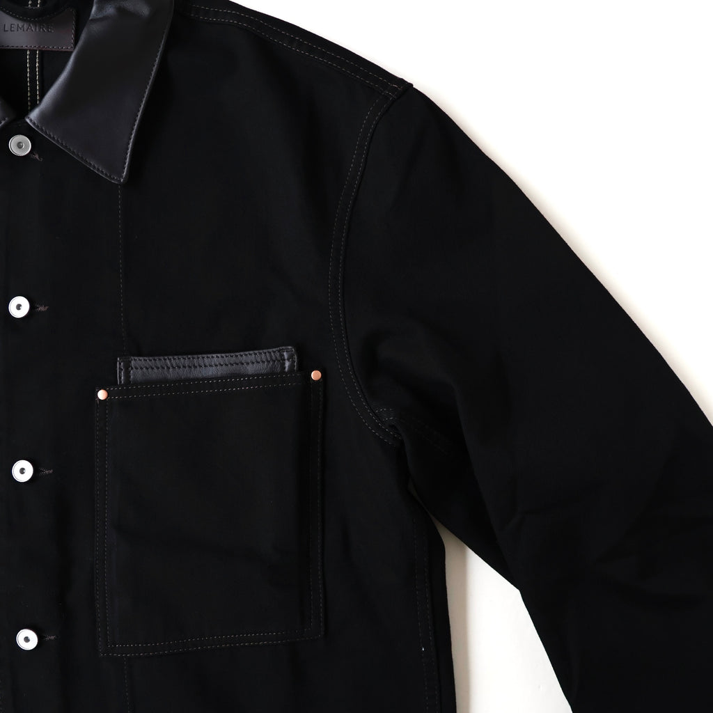 WORKWEAR OVERSHIRT WITH LEATHER COLLAR | ref. / Web Store