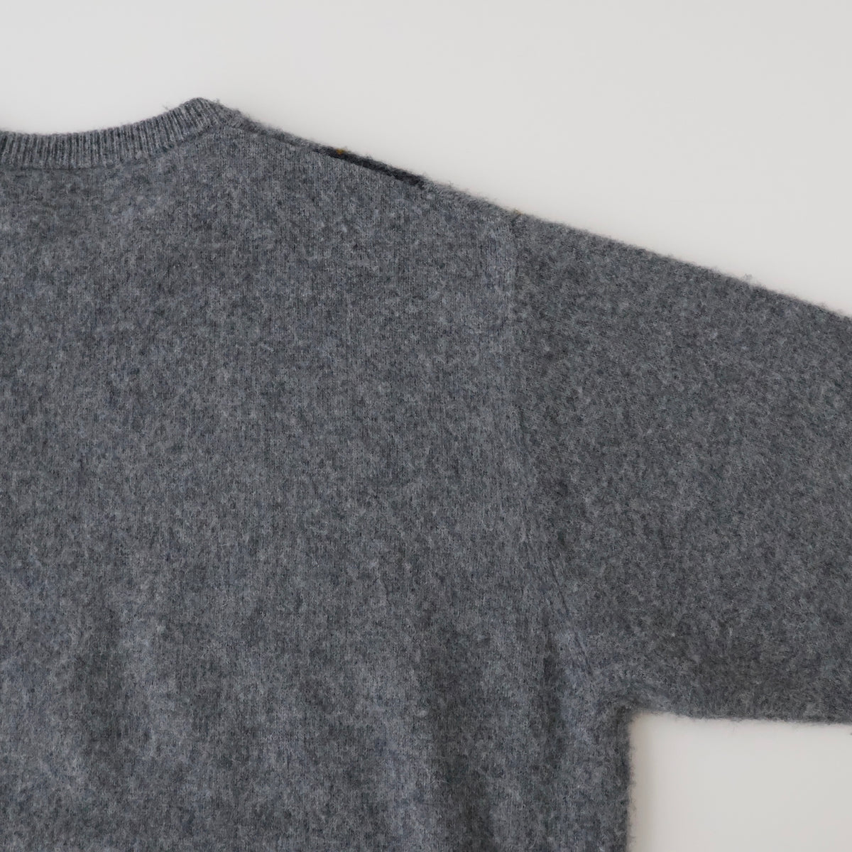 FINE WOOL ARGYLE KNIT CREW NECK LS