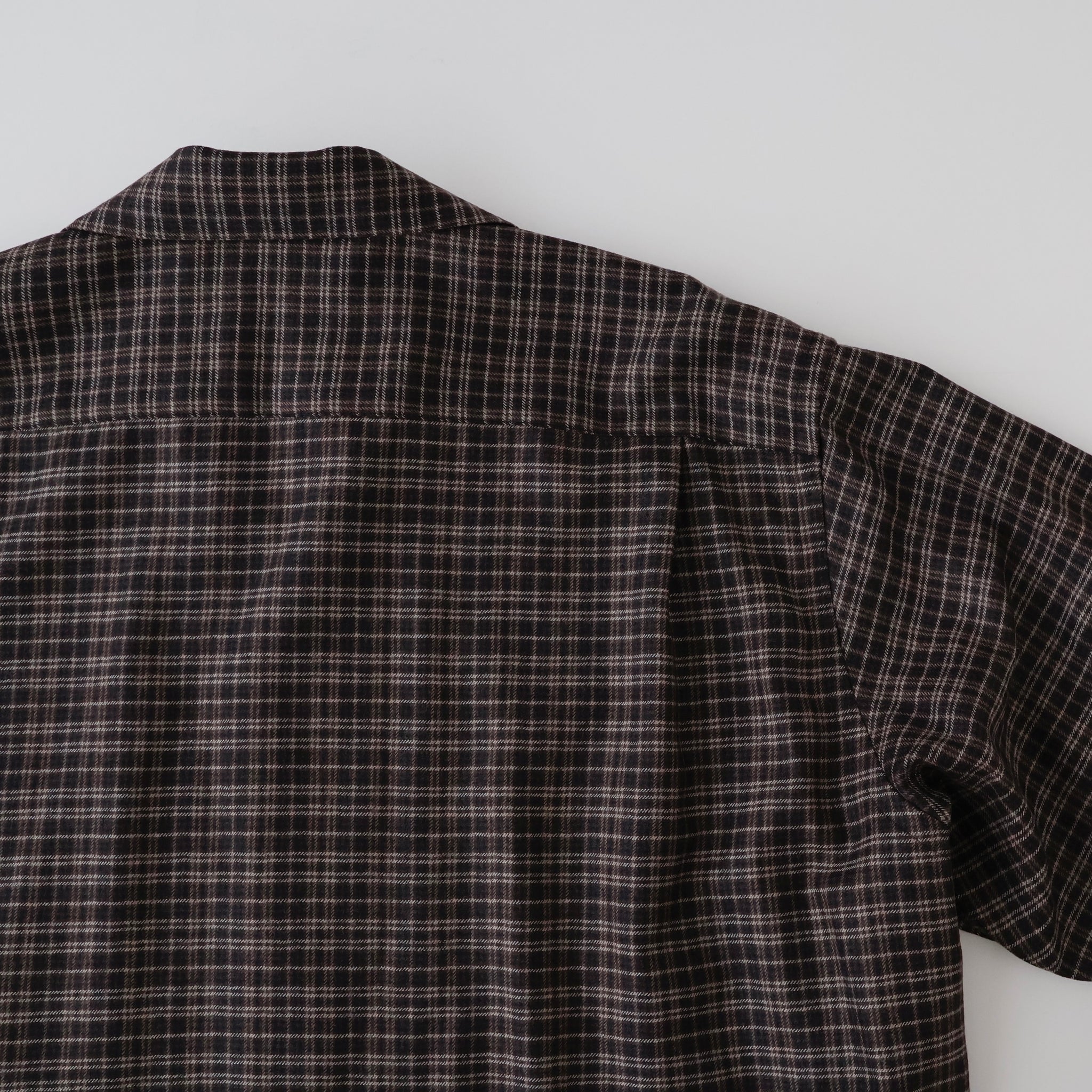 Wool Plaid Open Collar Shirt