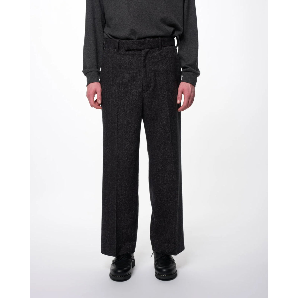 Heavy Silk Flannel / Single Pleat Wide Trousers