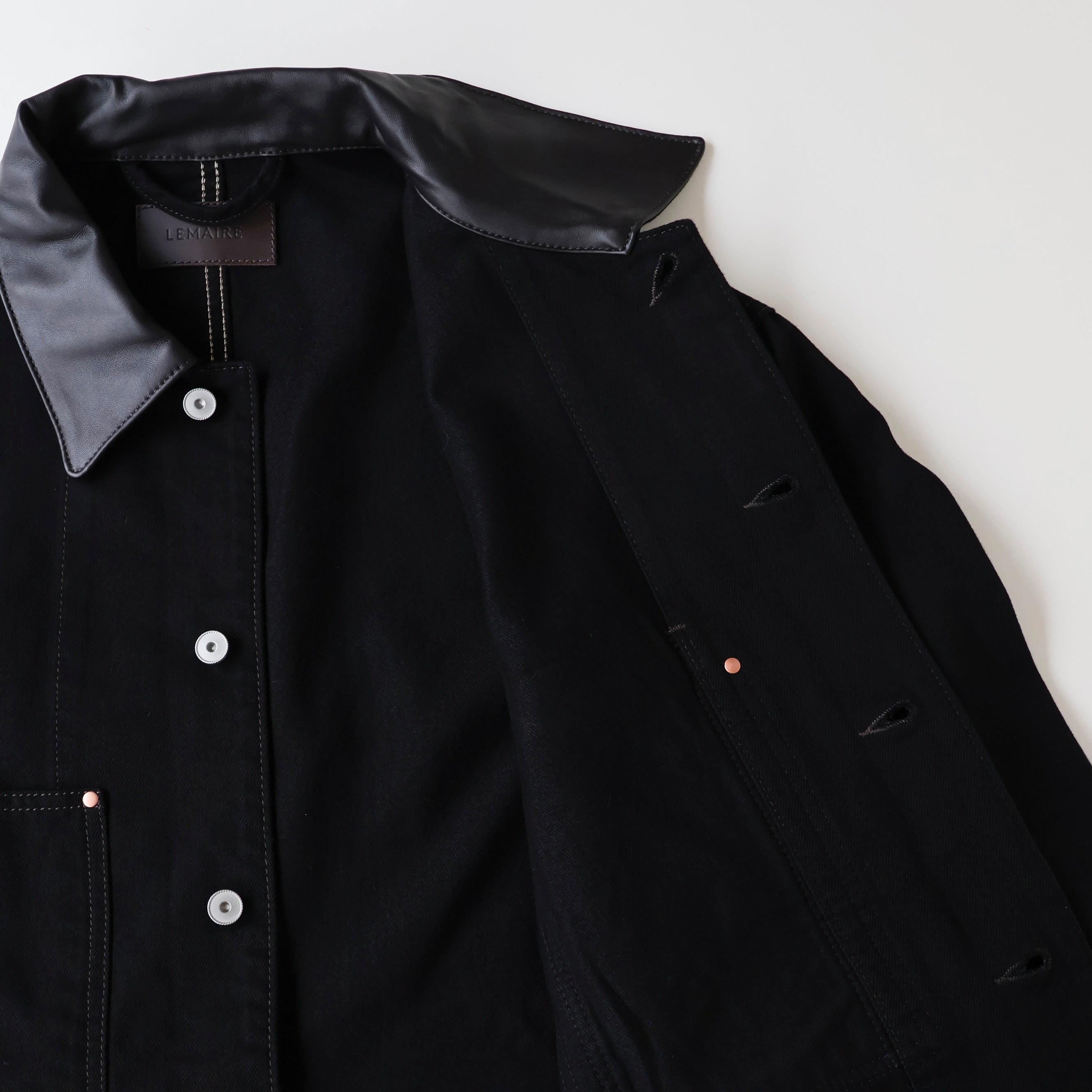 WORKWEAR OVERSHIRT WITH LEATHER COLLAR | ref. / Web Store