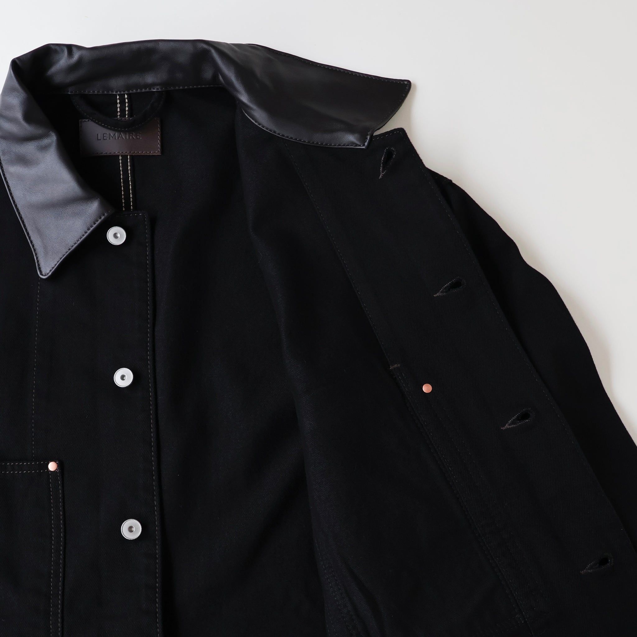 WORKWEAR OVERSHIRT WITH LEATHER COLLAR