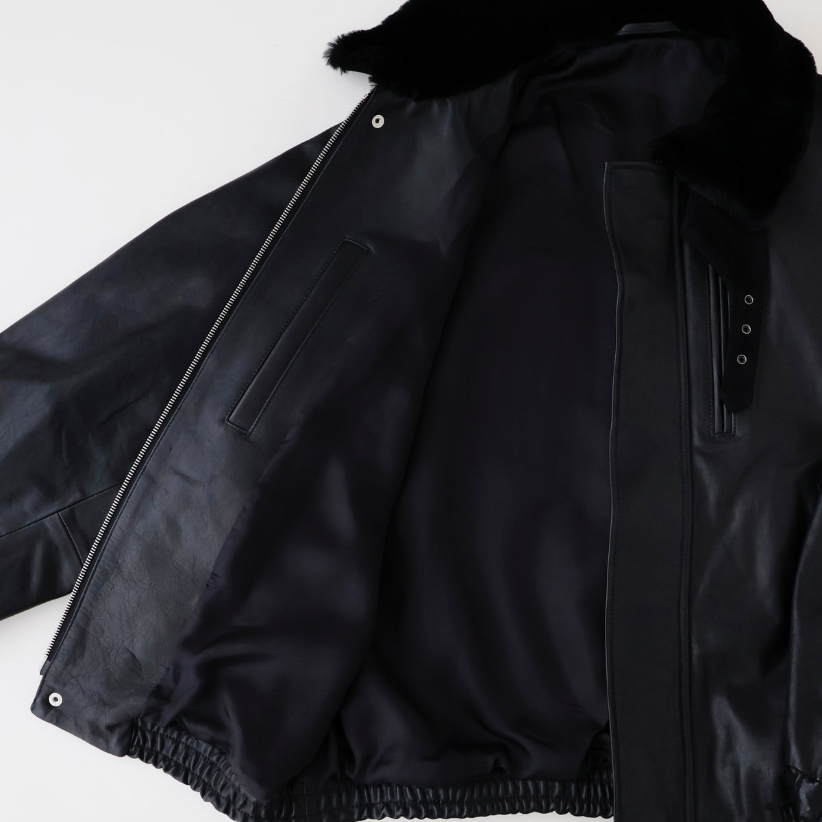 MOUTON COLLAR CALF ZIP JACKET
