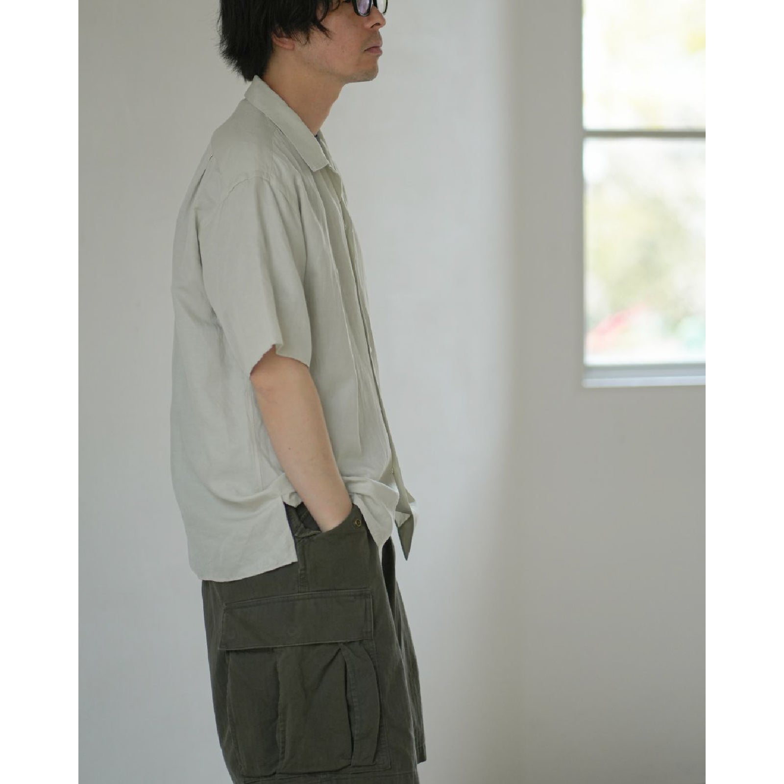 Vintage Silk Linen S/S Open Collar Shirt