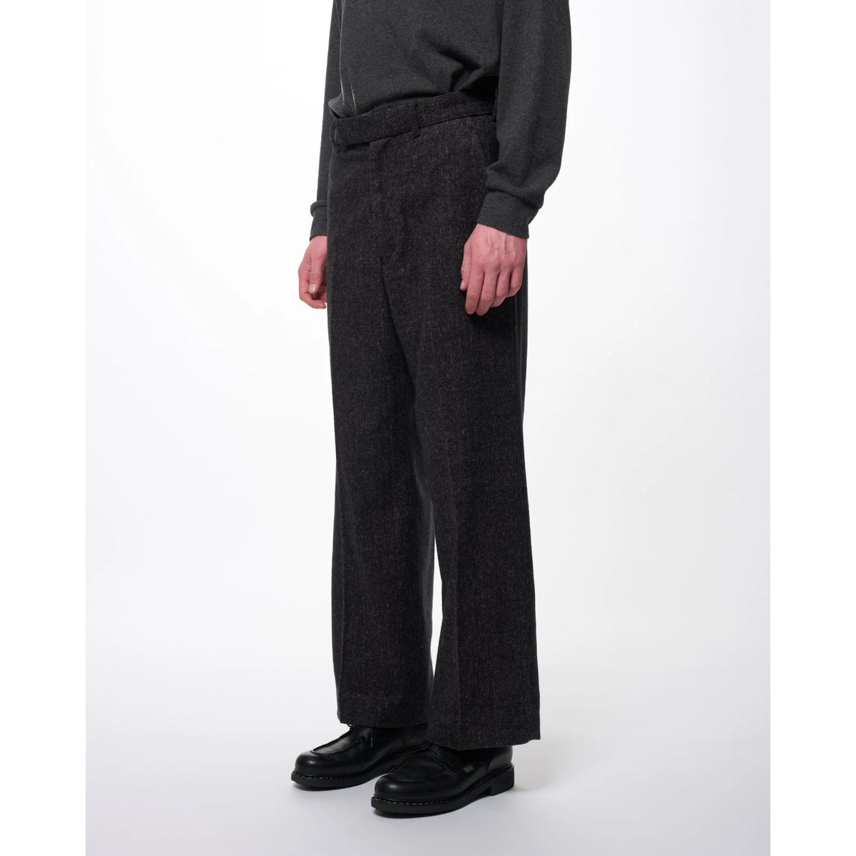 Heavy Silk Flannel / Single Pleat Wide Trousers