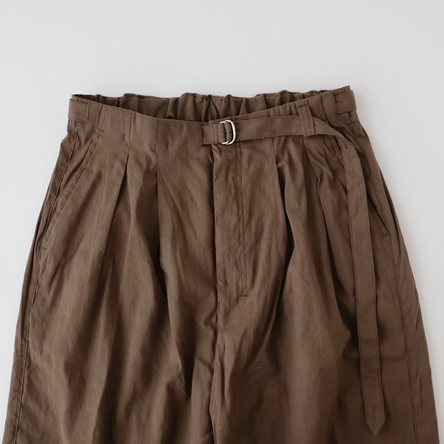 LINEN POPLIN BELT-LESS SLACKS