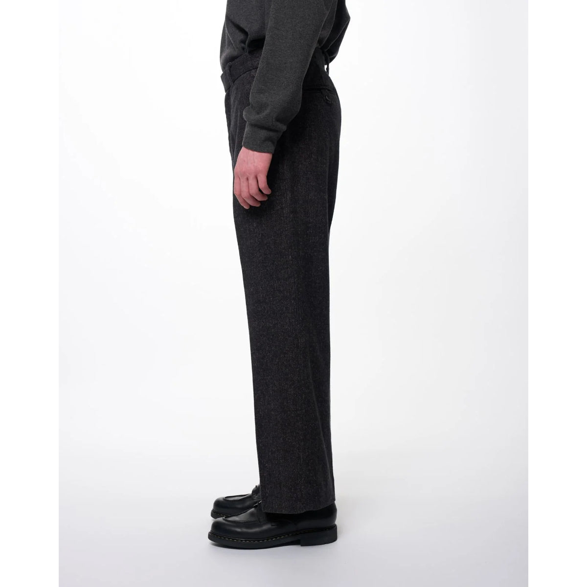 Heavy Silk Flannel / Single Pleat Wide Trousers