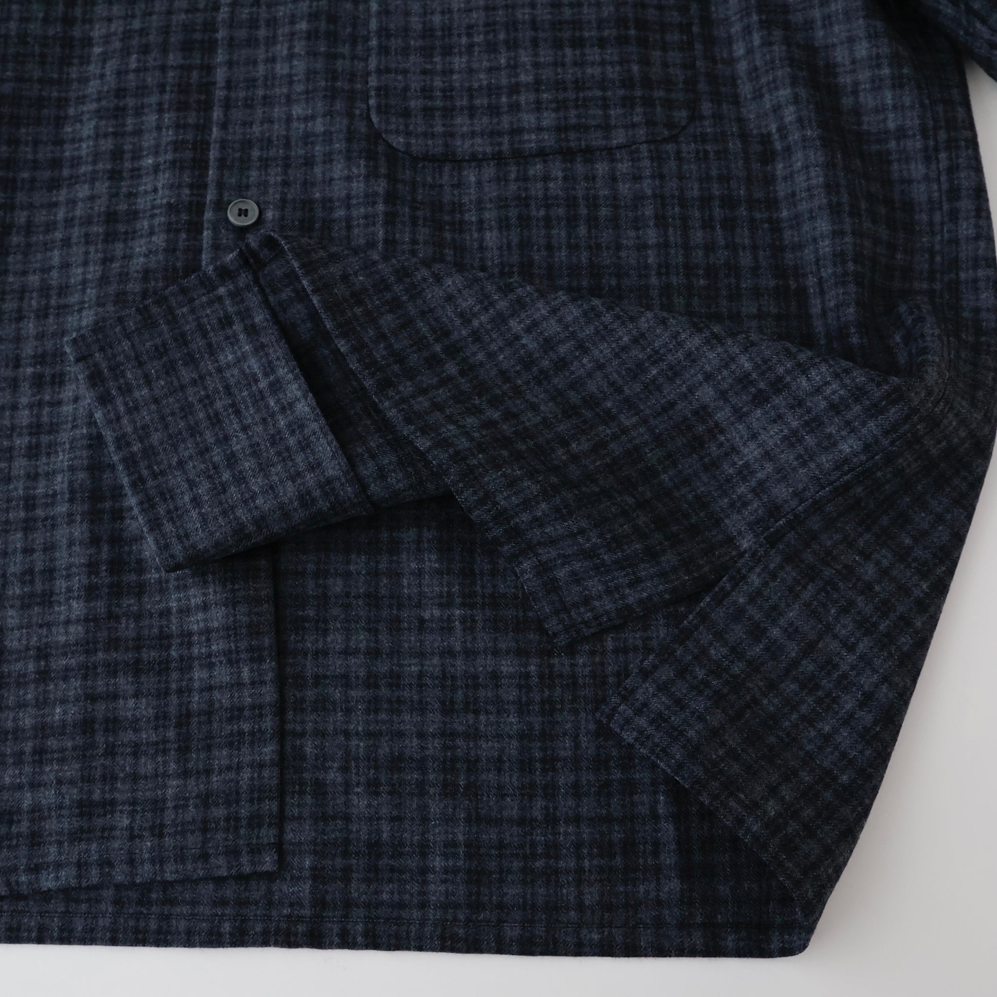 Wool Plaid Open Collar Shirt