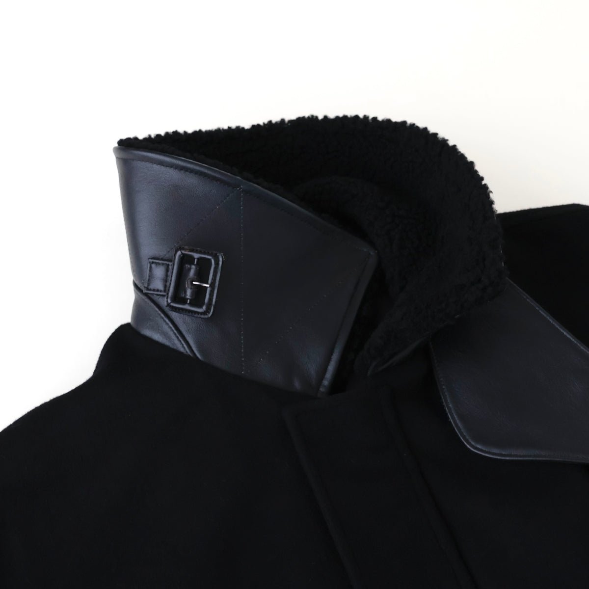 MOUTON COLLAR WOOL CASHMERE PADDED JACKET