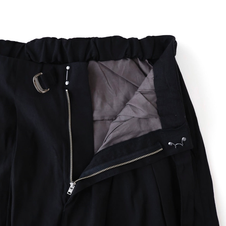 LINEN POPLIN BELT-LESS SLACKS