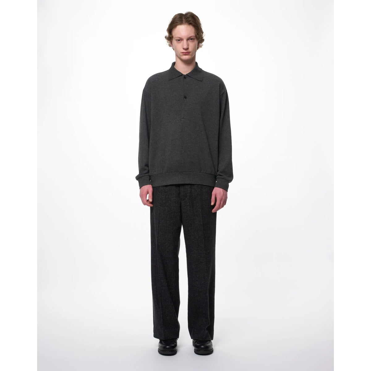 Heavy Silk Flannel / Single Pleat Wide Trousers