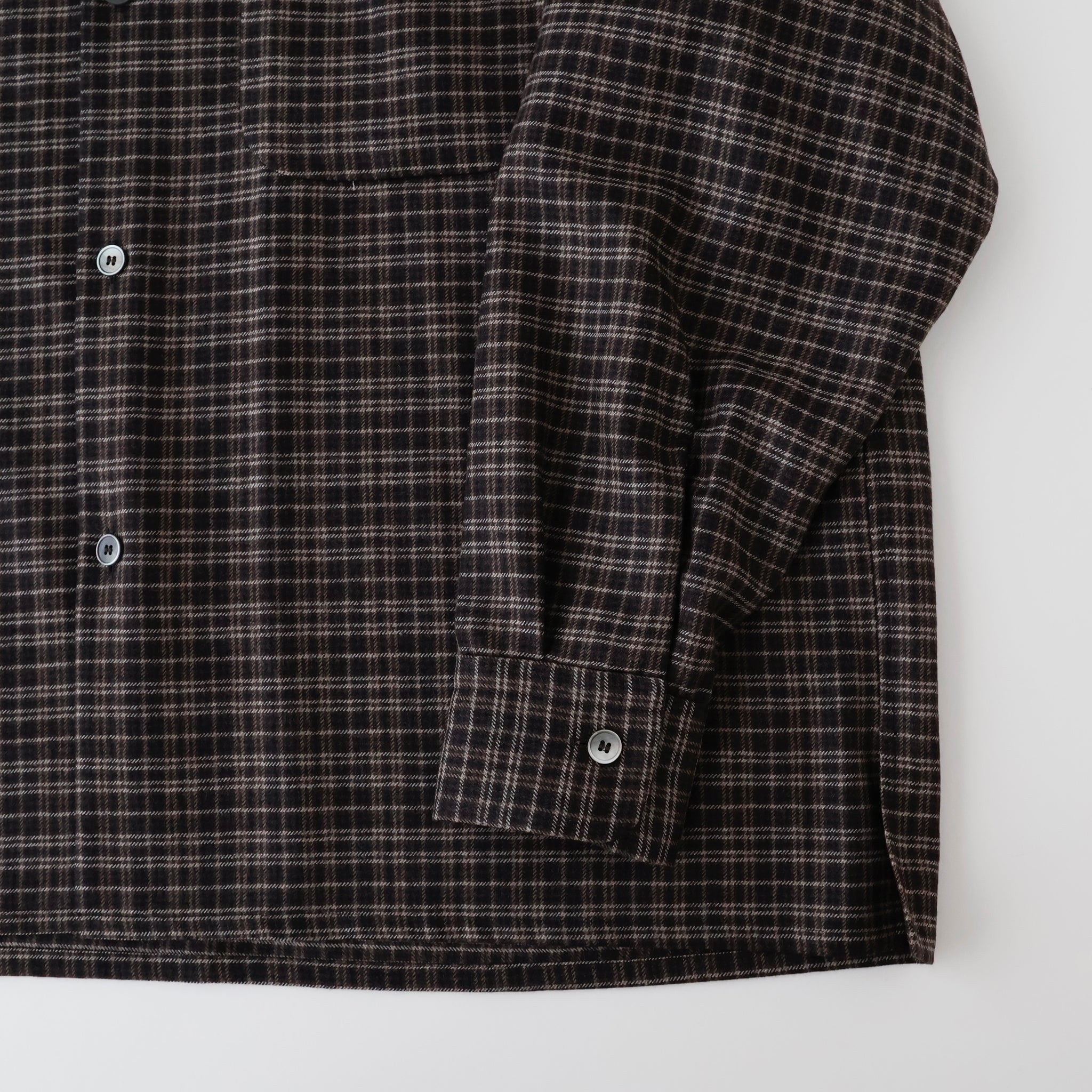 Wool Plaid Open Collar Shirt