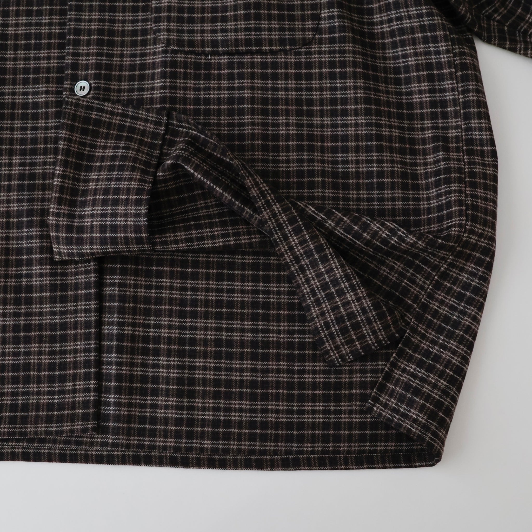 Wool Plaid Open Collar Shirt
