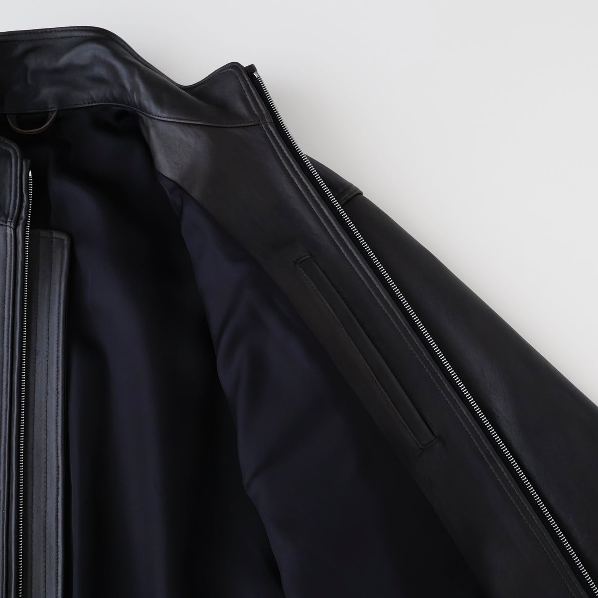 SHEEP LEATHER STAND COLLAR JACKET