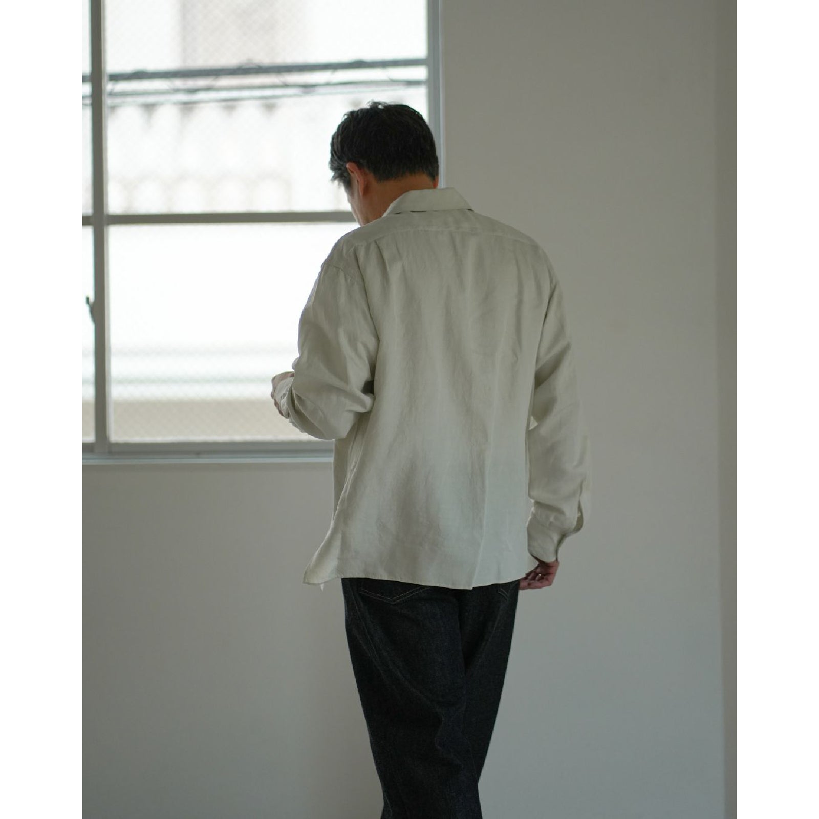 Vintage Silk Linen Open Collar Shirt