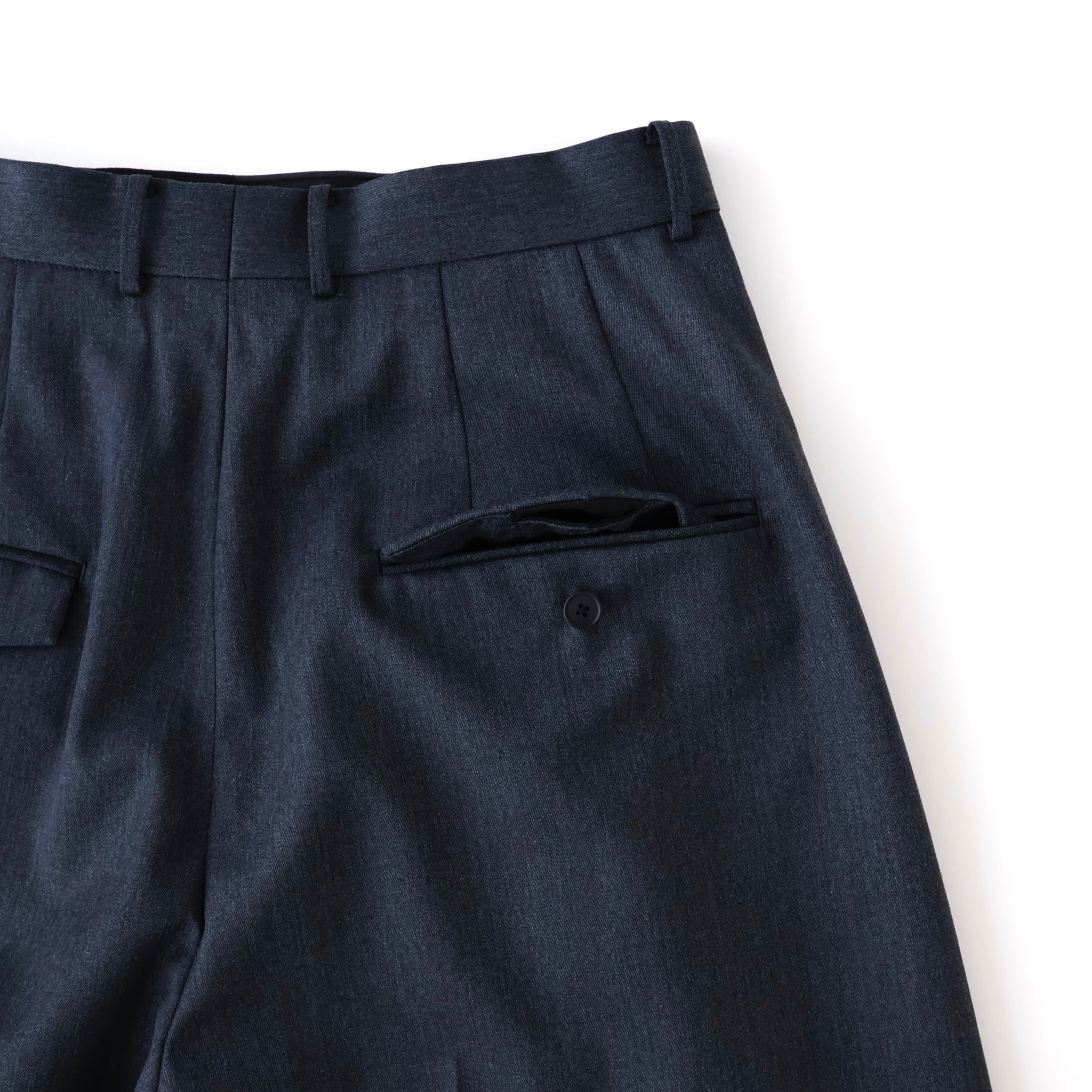 COMPACT WOOL_3TUCKED WIDE PANTS