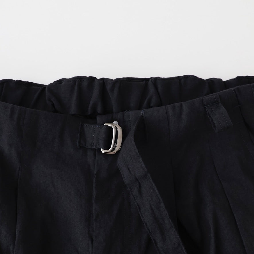 LINEN POPLIN BELT-LESS SLACKS