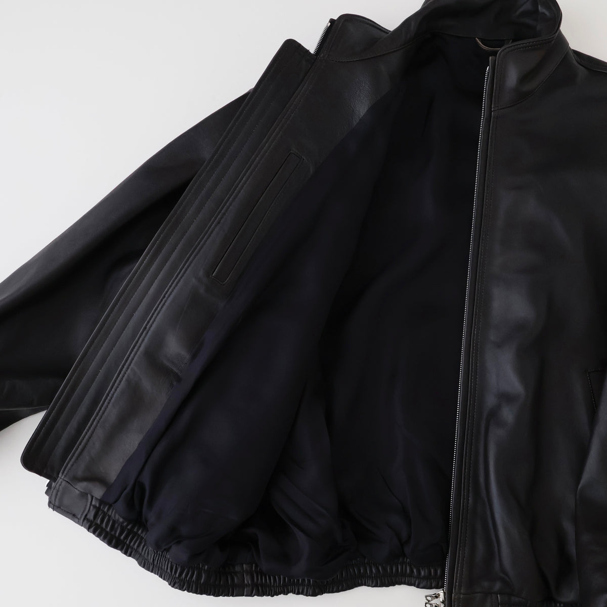 SHEEP LEATHER STAND COLLAR JACKET