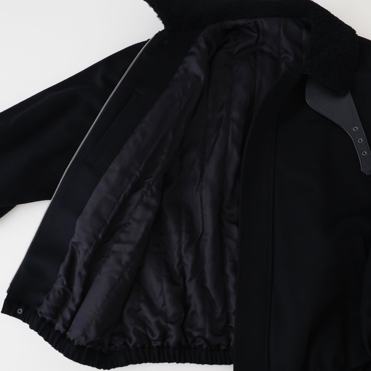 MOUTON COLLAR WOOL CASHMERE PADDED JACKET