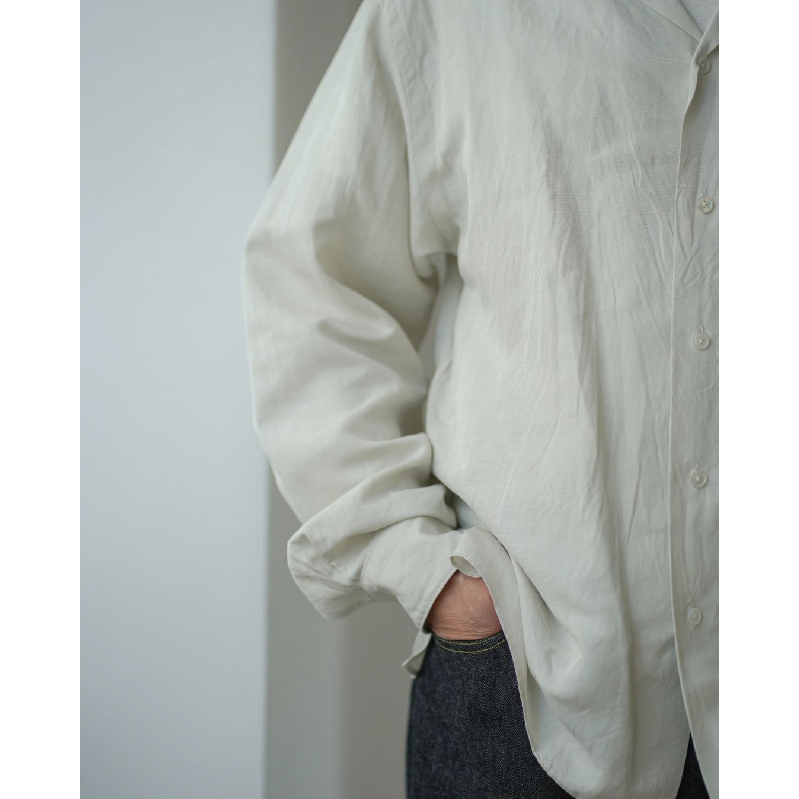 Vintage Silk Linen Open Collar Shirt