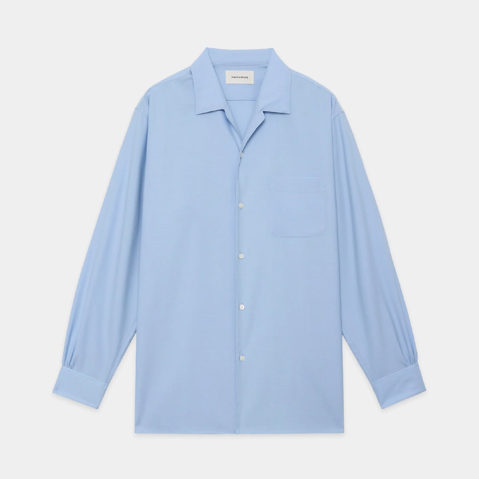 SUPER 160's WASHABLE WOOL OXFORD ITALIAN OPEN COLLAR SHIRT