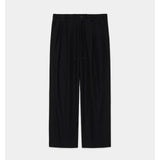 Organic Cotton 40/2 Gabardine Double Pleated Easy Trousers BLACK
