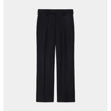 2/80 Organic Wool Flannel Slim-Straight Trousers BLACK