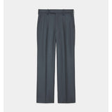 2/80 Organic Wool Flannel Slim-Straight Trousers FOREST GRAY