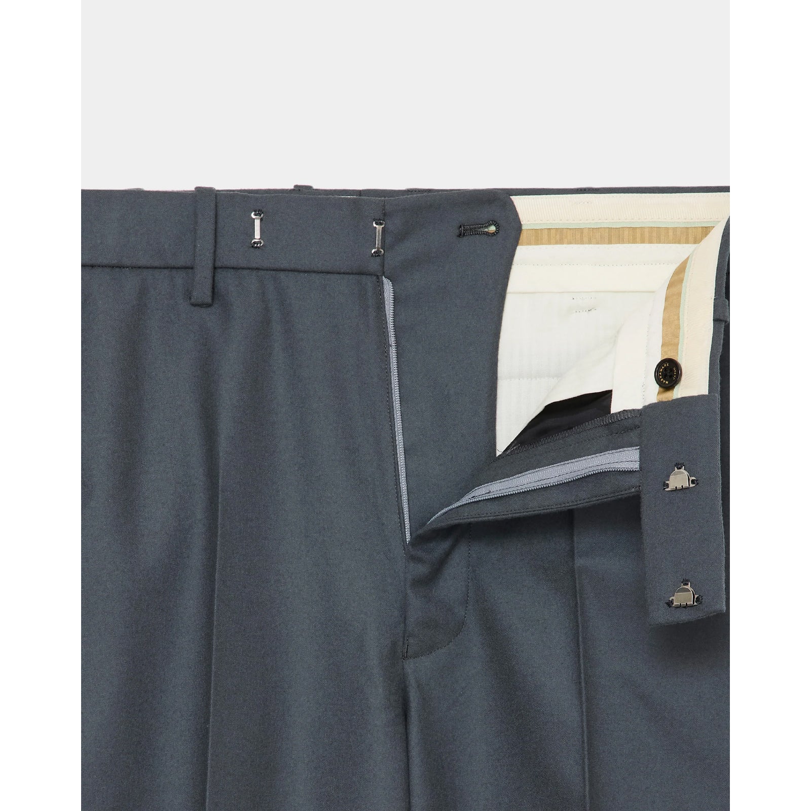 2/80 Organic Wool Flannel Slim-Straight Trousers