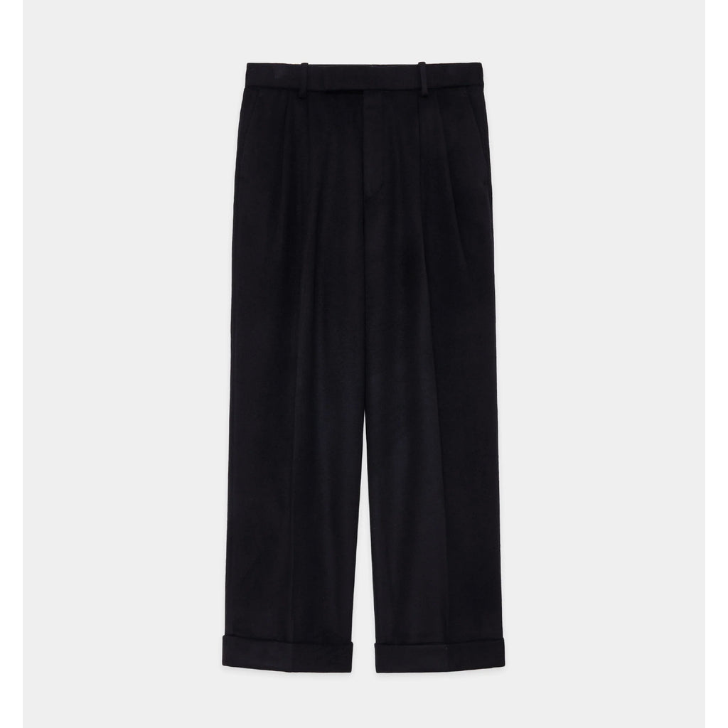Cashmere Flannel Double Pleated Wide Trousers